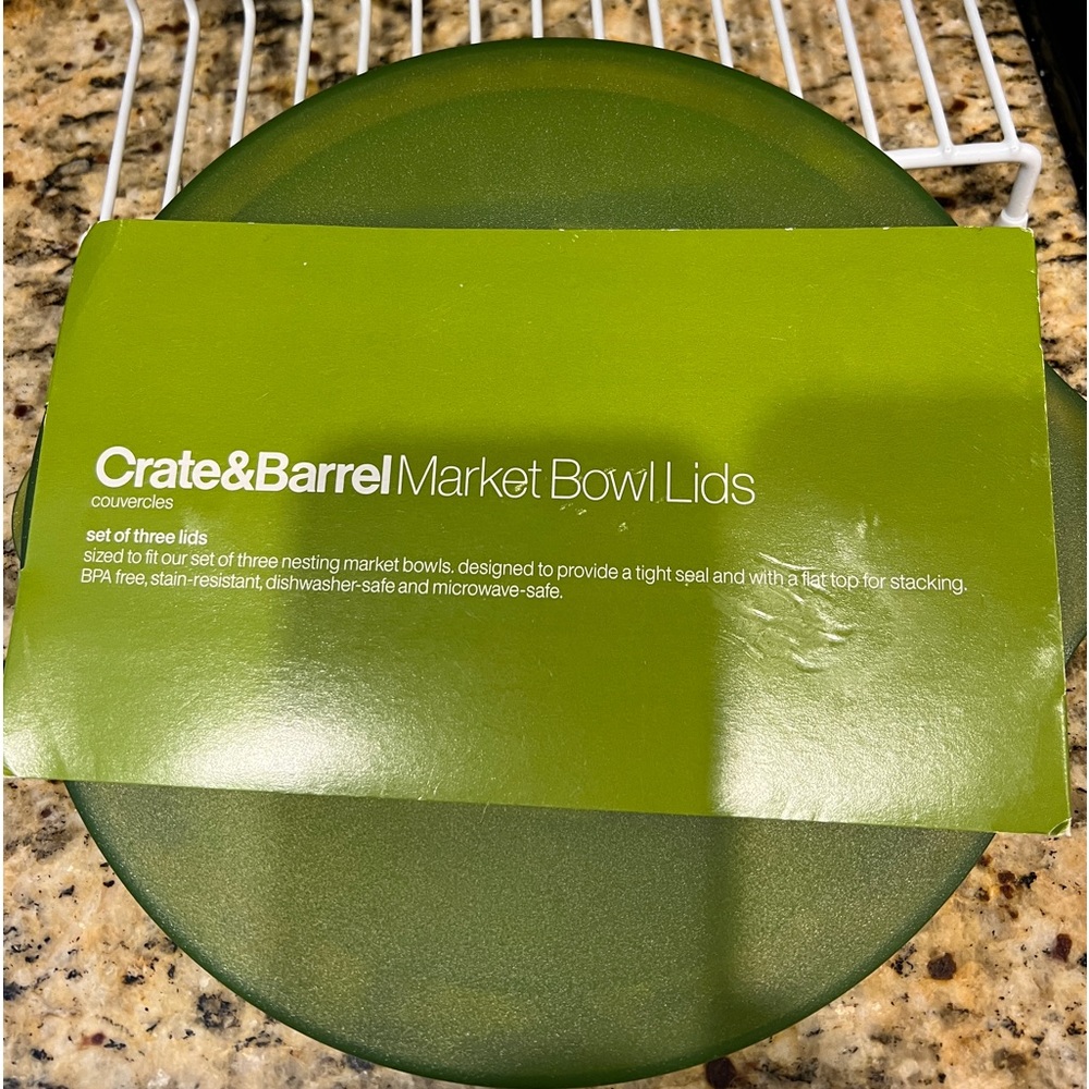 Crate & Barrell Market Bowl Lids x 2